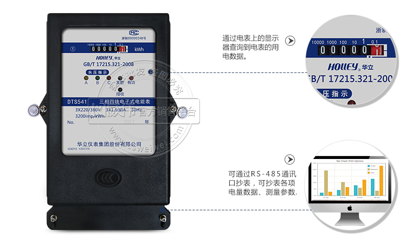 華立DTS541三相四線電子式電能表抄表方式